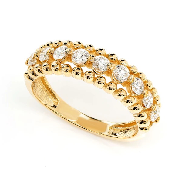Beaded Border Diamond Band Ring 14k Solid Gold 0.55ctw