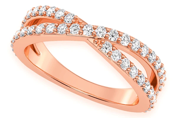 Crossover Diamond Ring 14k Solid Gold 0.50ctw