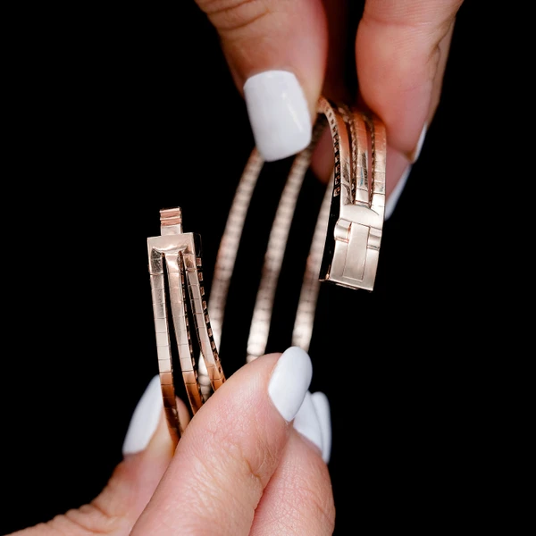 Tri-Split Flex Diamond Bangle Bracelet 14k Solid Gold 3.85ctw