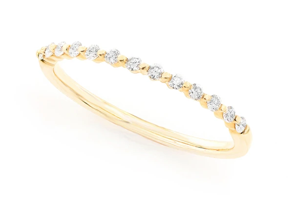 Pinched Diamond Stackable Band 14k Solid Gold 0.15ctw