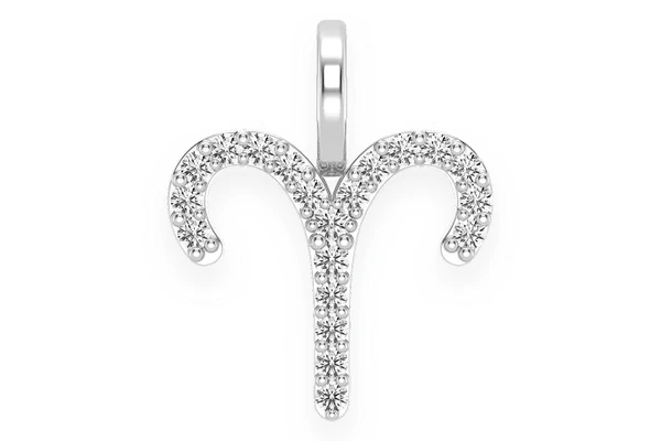 Aries Zodiac Diamond Pendant 14k Solid Gold 0.10ctw