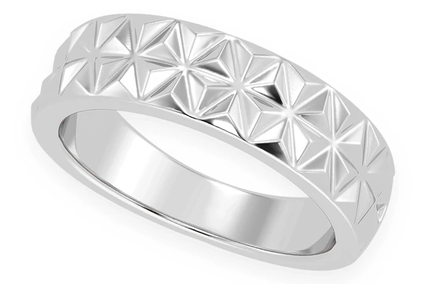 Icebox Pattern Triangulation Band 14k Solid Gold