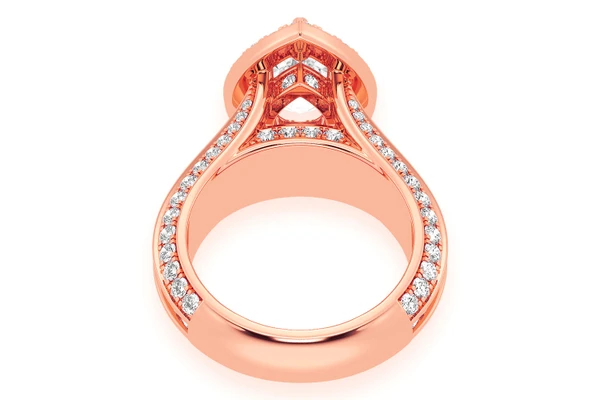 Monst - 2.00ct Pear Solitaire - Three Row Graduated Split Halo - Diamond Engagement Ring - All Natural