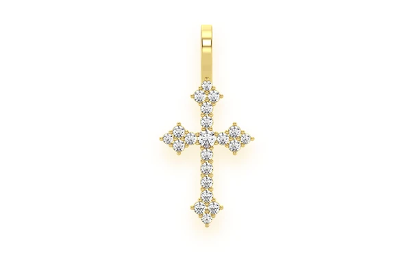 Cross Diamond Pendant 14k Solid Gold 0.15ctw