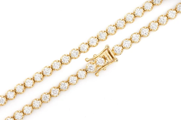 10pt Crown Set Diamond Tennis Necklace 14k Solid Gold 12.50ctw