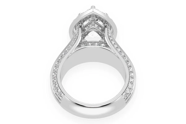 Monst - 3.00ct Pear Solitaire - Three Row Graduated Split Halo - Diamond Engagement Ring - All Natural
