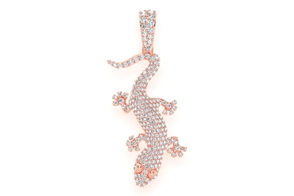 Lizard Diamond Pendant 14k Solid Gold 1.00ctw