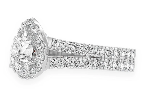 Sphinx - 1.00ct Pear Solitaire - Two Row Split Scallop - Diamond Engagement Ring - All Natural