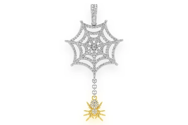 Spider Web Diamond Pendant 14k Solid Gold 1.00ctw