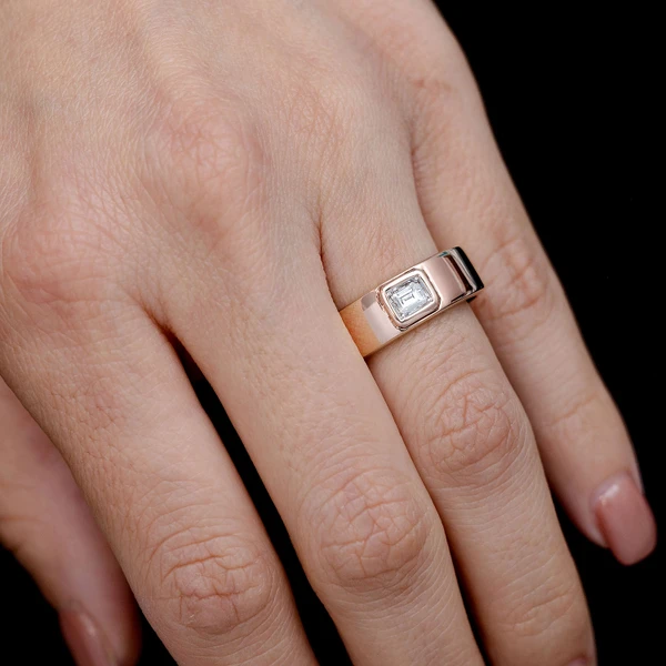 Single Baguette Bezel Diamond Band 14k Solid Gold 0.25ctw