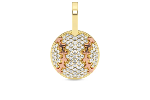 Baseball Diamond Pendant 14k Solid Gold 0.33ctw
