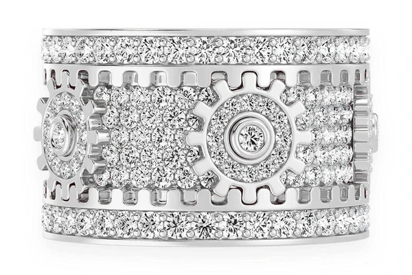 Super Fidget Gear Diamond Ring 14k Solid Gold 5.50ctw