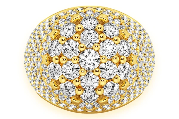 Pom Pom Diamond Ring 14k Solid Gold 3.50ctw