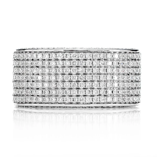 Seven Row Wide Pave Diamond Band Ring 14k Solid Gold 1.20ctw 