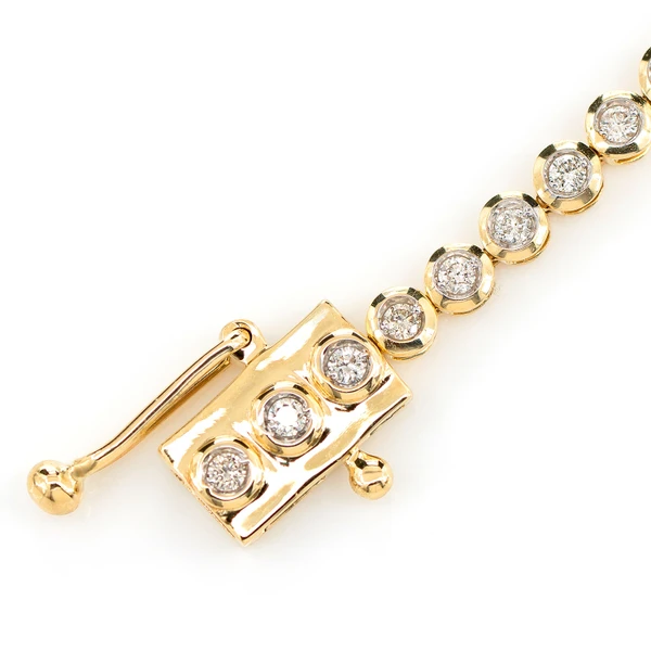 Round Bezel Set Diamond Link Bracelet 14k Solid Gold 1.00ctw 