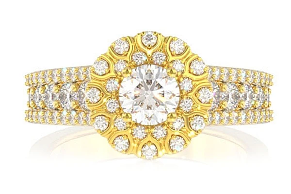 Wishbone Halo Diamond Engagement Ring 1.10ctw - 14k Solid Gold- All Natural