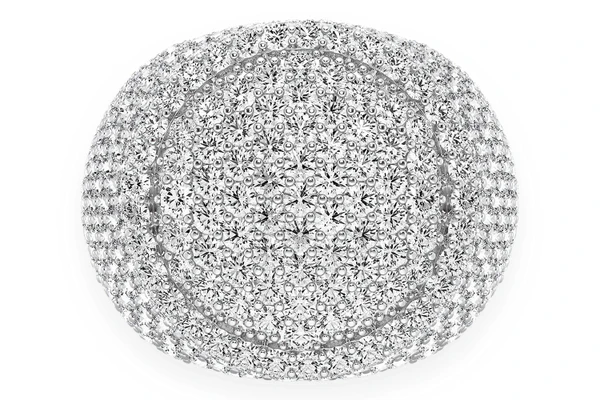 Round Signet Diamond Ring 14k Solid Gold 4.85ctw