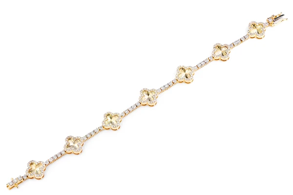 Miracle Clover Link Diamond Tennis Bracelet Solid Gold 2.00ctw