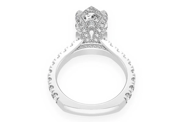 Thinn - 3.00ct Pear Solitaire - Single Row Scallop - Diamond Engagement Ring - All Natural