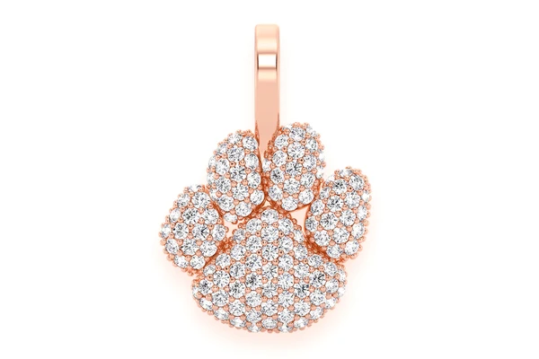 Dog Paw Print Diamond Pendant 14k Solid Gold 0.45ctw