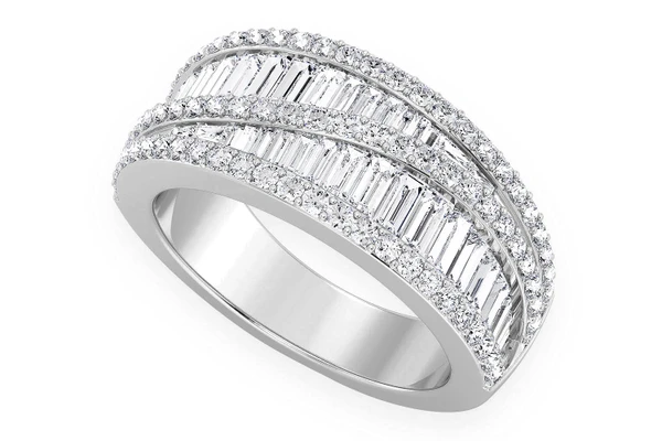 Split Baguette Diamond Ring 14k Solid Gold 1.60ctw