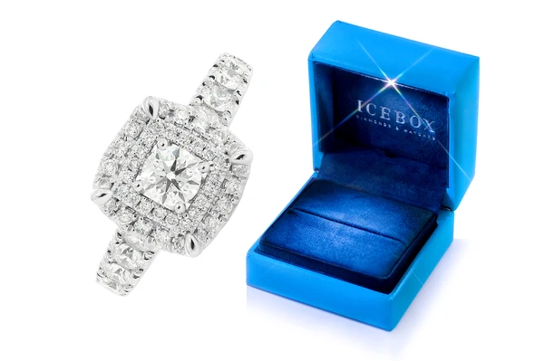 Double Halo 5 Stone Band - Diamond Engagement Ring - All Natural