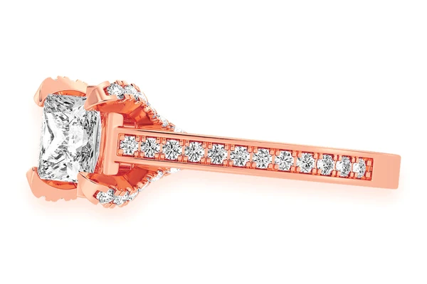 Chant - 1.00ct Princess Solitaire - Deluxe One Row Scallop - Diamond Engagement Ring - All Natural Vs Diamonds