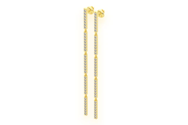 Dangling Five Bar Earrings 14k Solid Gold 2.10ctw