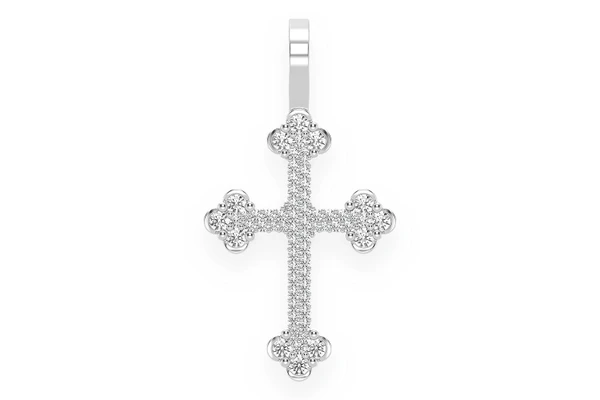 Half Bezel Cross Diamond Pendant 14k Solid Gold 1.40ctw