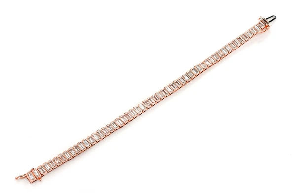 Diamond Bezel Baguette Link Bracelet 14k Solid Gold 6.70ctw