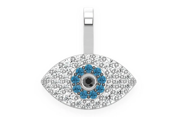 Evil Eye Diamond Pendant 14k Solid Gold 0.20ctw