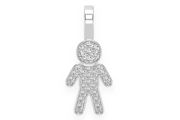 Boy Diamond Pendant 14k Solid Gold 0.10ctw