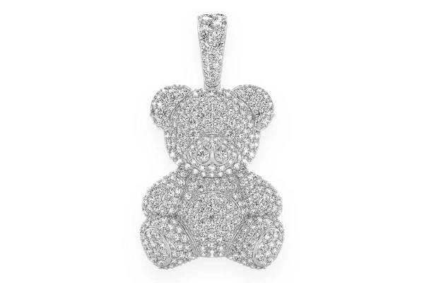  Teddy Bear Diamond Pendant 14k Solid Gold 2.65ctw