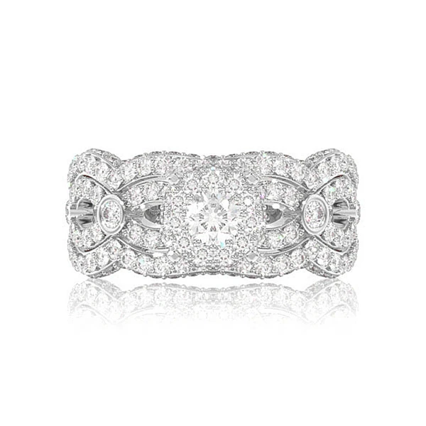 Cluster Bezel 4 Row Diamond Engagement Ring- All Natural - 1.75ctw 