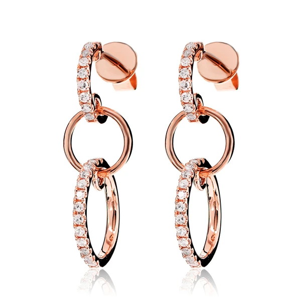 Diamond Interlock Hoop Earrings 14k Solid Gold 0.25ctw