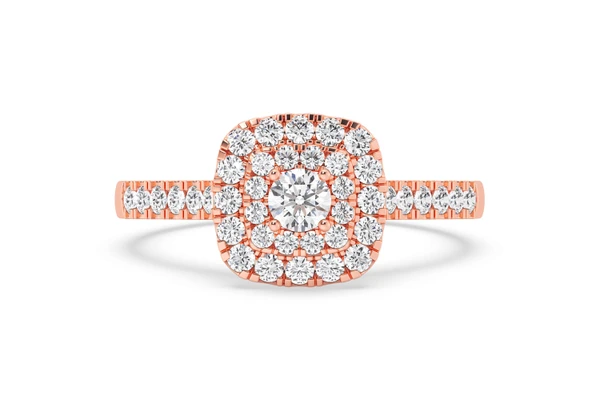 0.50ctw Three Layer Square- Diamond Engagement Ring - All Natural