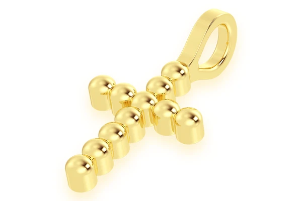 Bead Cross Pendant 14k Solid Gold