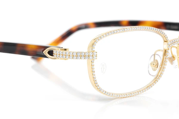 Cartier Glasses Iced Out Diamond Rims - 3.00ctw - Yellow Gold