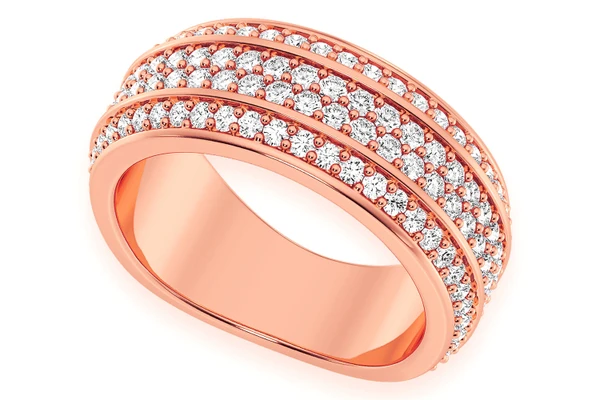  Four Row Beveled Diamond Band 14k Solid Gold 1.45ctw