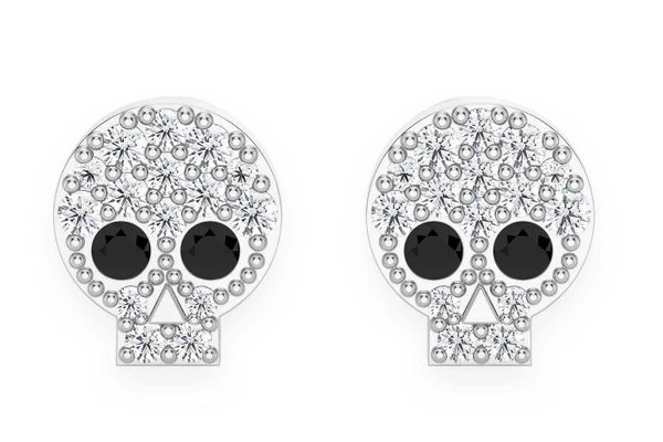Skull Stud Diamond Earrings 14k Solid Gold 0.25ctw
