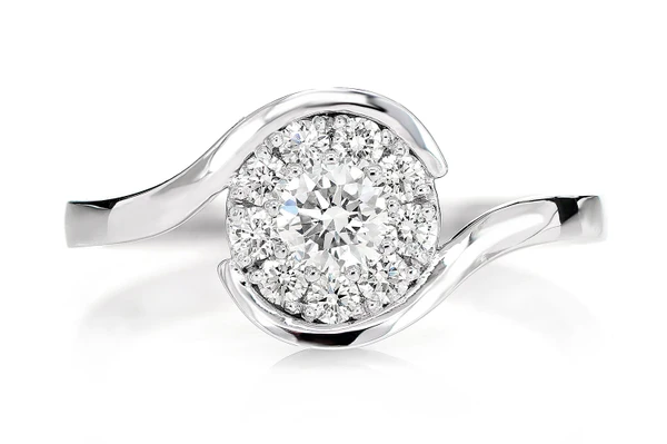 0.50ctw Cluster Bypass Diamond Engagement Ring 14k Solid Gold - All Natural