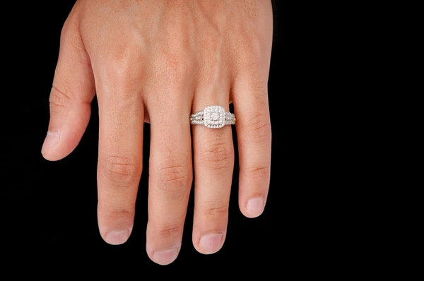 0.50ctw Three Layer Square Halo - Diamond Engagement Ring - All Natural