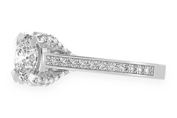 Chant - 1.00ct Oval Solitaire - Deluxe One Row Scallop - Diamond Engagement Ring - All Natural Vs Diamonds