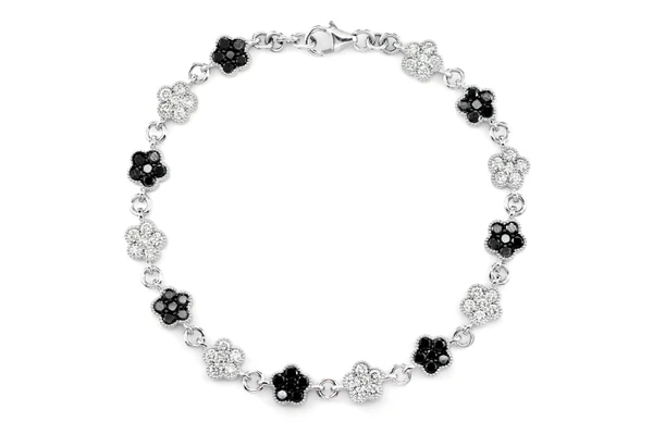 Black And White Diamond Clover Bracelet 14k Solid Gold 3.00ctw 