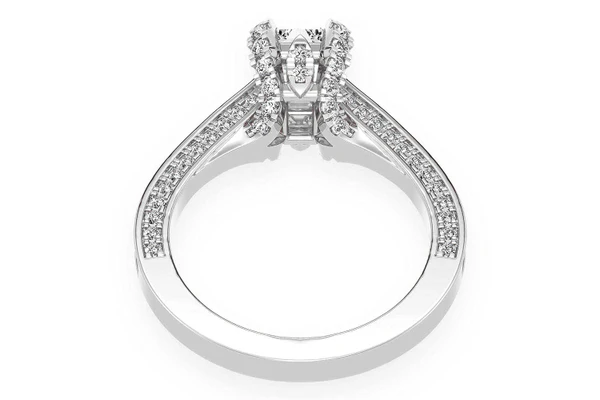 Chant - 1.00ct Emerald Solitaire - Deluxe One Row Scallop - Diamond Engagement Ring - All Natural Vs Diamonds