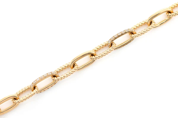 Diamond Pave Enlongated Rolo Link Bracelet 14k Solid Gold 0.70ctw
