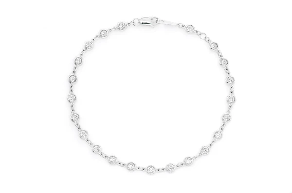 Round Bezel Set Eternity Diamond Bracelet 14k Solid Gold 1.50ctw