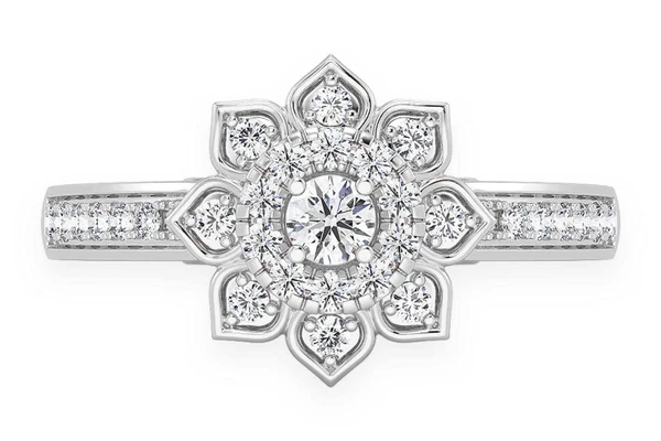 0.40ctw - Pointy Floral - Diamond Engagement Ring - All Natural