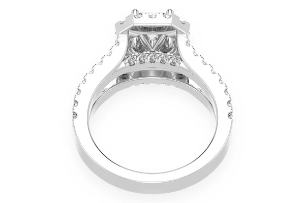 Sphinx - 1.00ct Emerald Solitaire - Halo Split Shank - Diamond Engagement Ring - All Natural Vs Diamonds