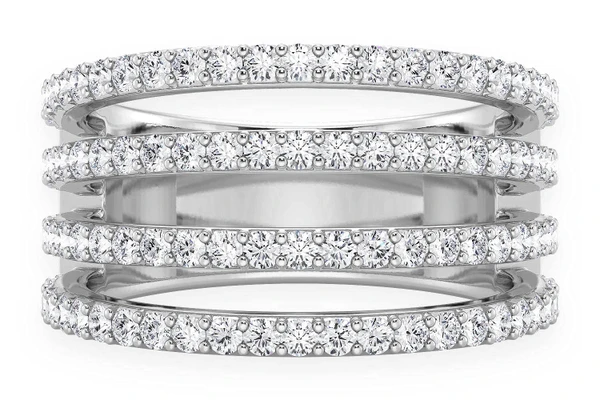 Four Row Split Diamond Ring 14k Solid Gold 1.00ctw